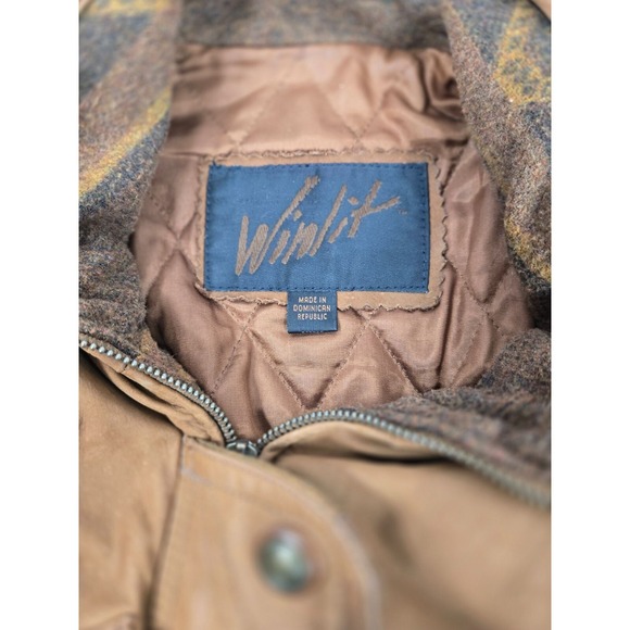 VINTAGE Winlit Brown Genuine Leather Wool Aztec Jacket M Toggle Southwest Boho - Picture 3 of 13